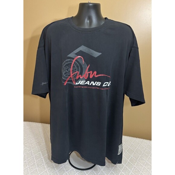 Vintage Y2K  Platinum Fubu Authentic Fubu Jeans Co Graphic Black Tee Size 3XL - Picture 1 of 15